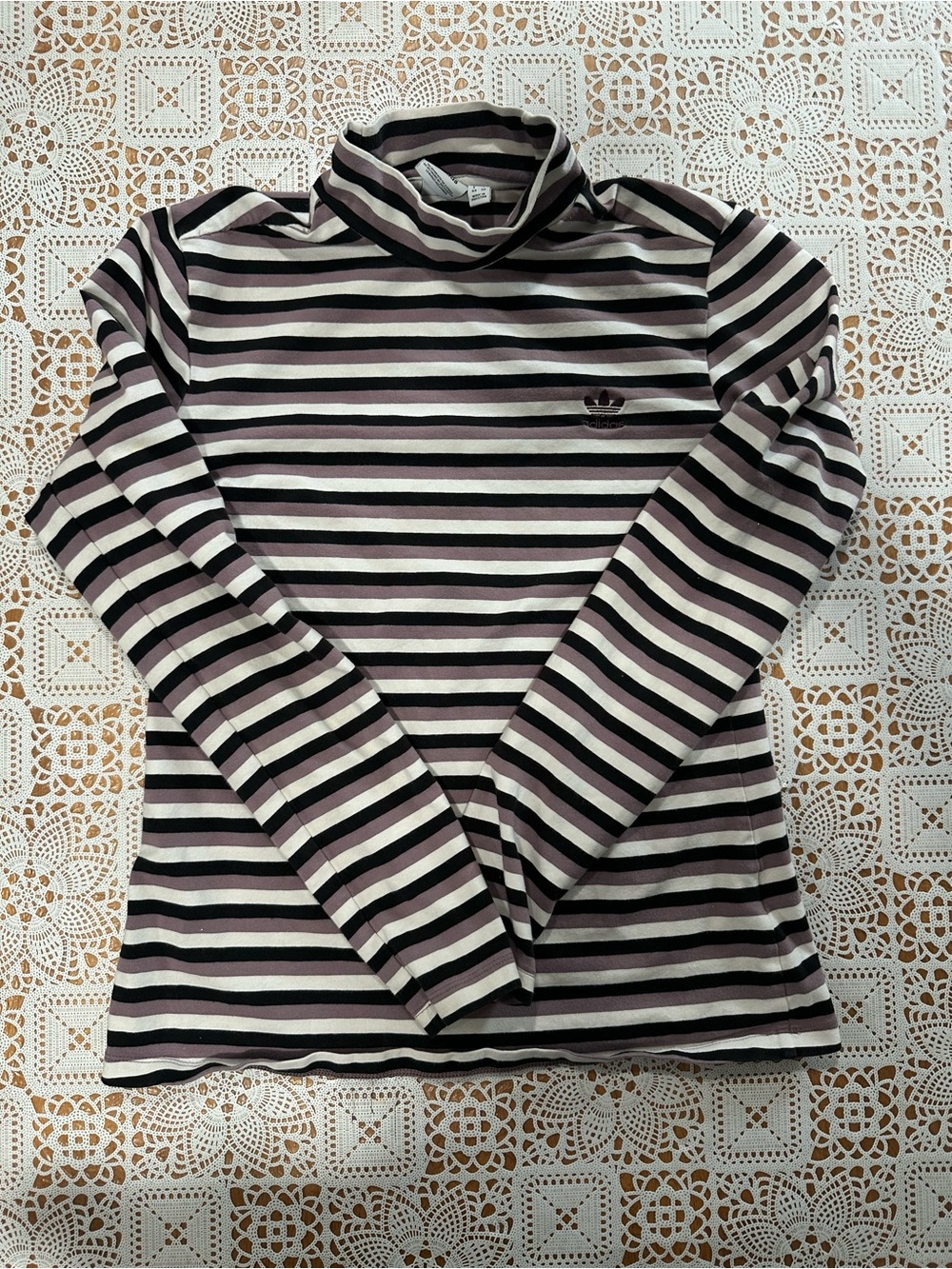 Adidas Originals Women’s Striped Turtleneck Long Sleeve Top US L